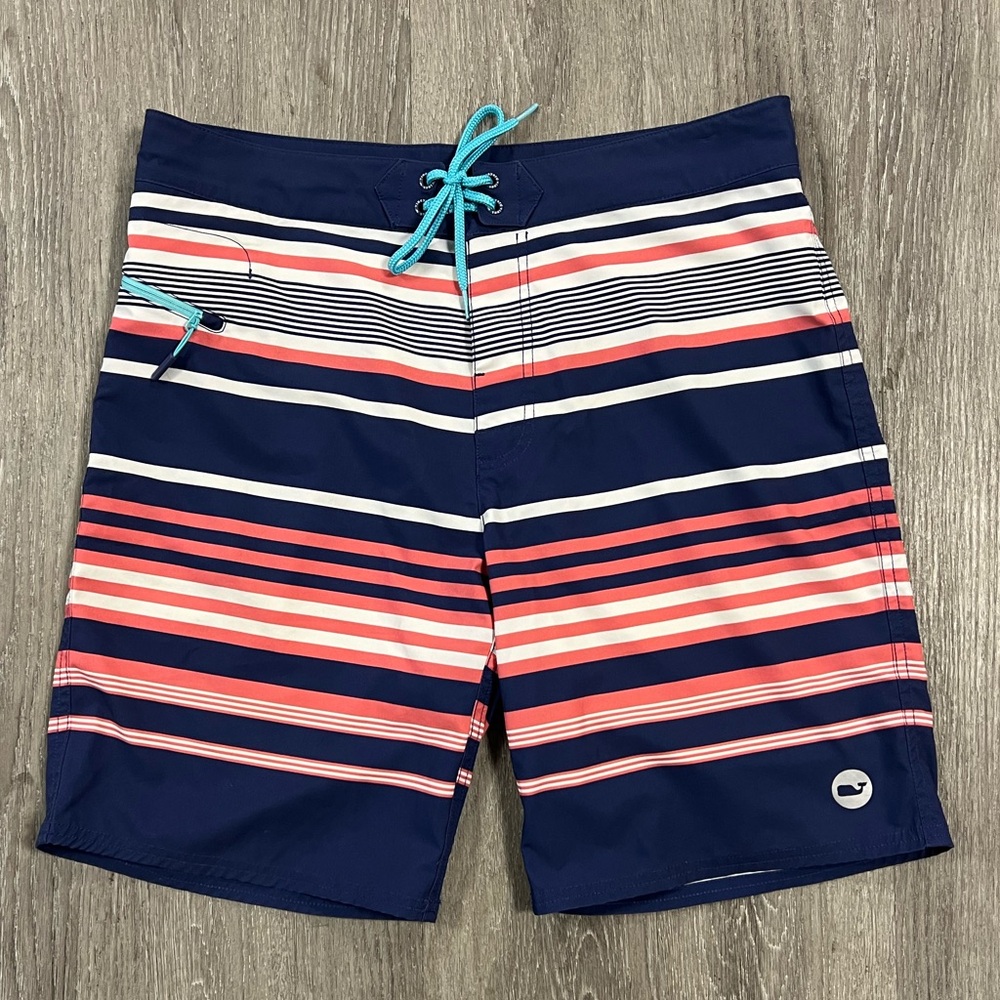 Vineyard Vines Men's Swim Trunk Board Shorts Americana Stripe 1M0406 Size 32